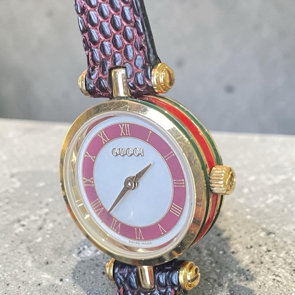 Gucci Vintage Sherry Line Lizard Embossed Watch